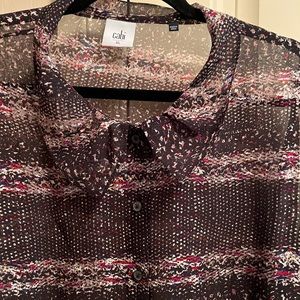 Cabi Paris sheer button down blouse, XL, EUC